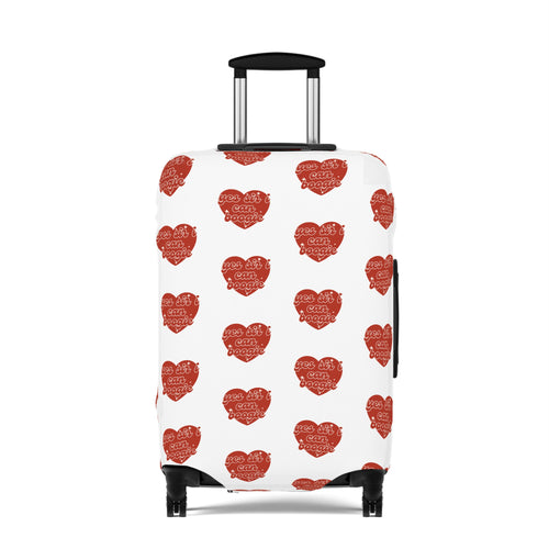 Luggage Cover — Red Heart Pattern "Love You More" Travel Protector