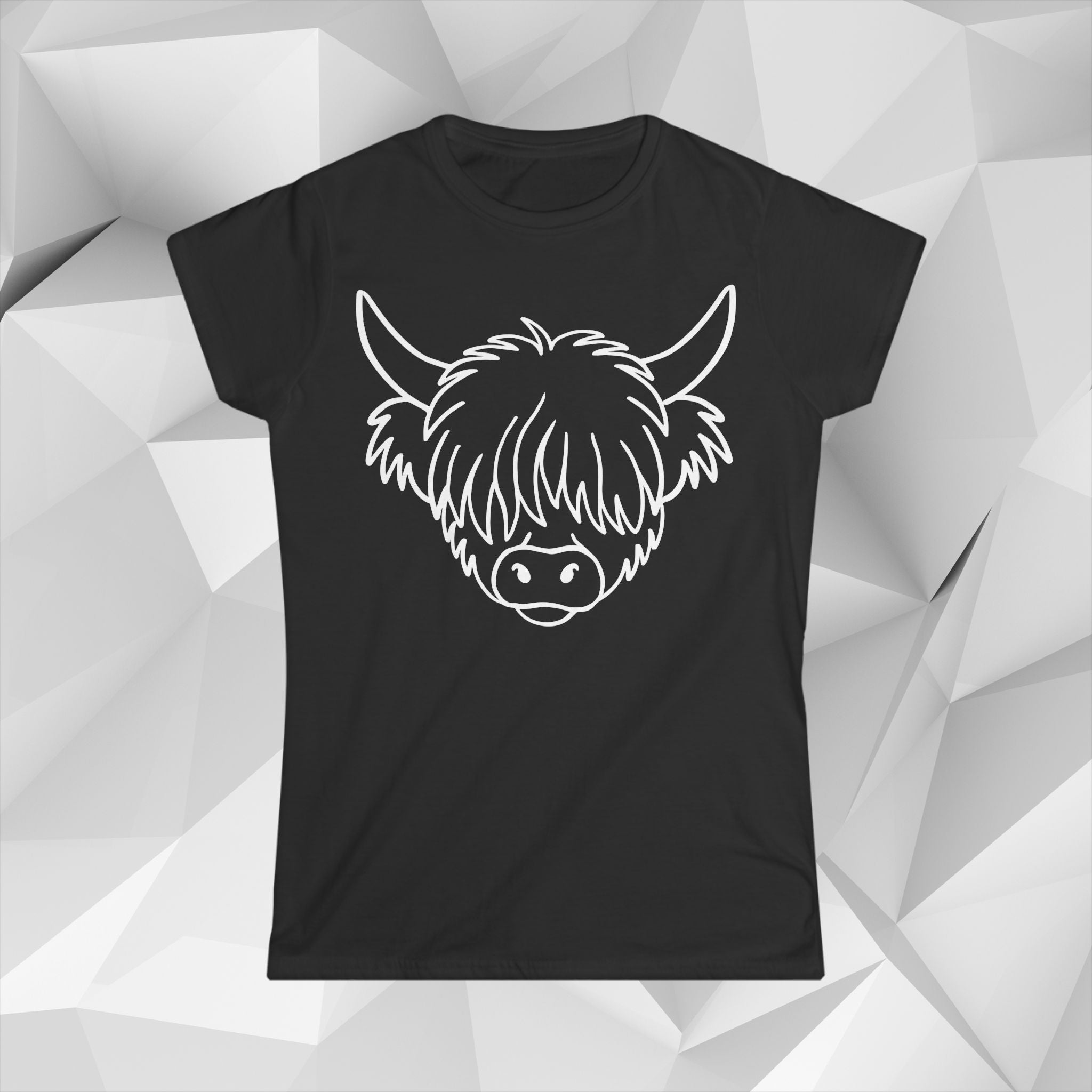 Highland Coo Cartoon Tee — Women's Cute Highland Cow Graphic Shirt