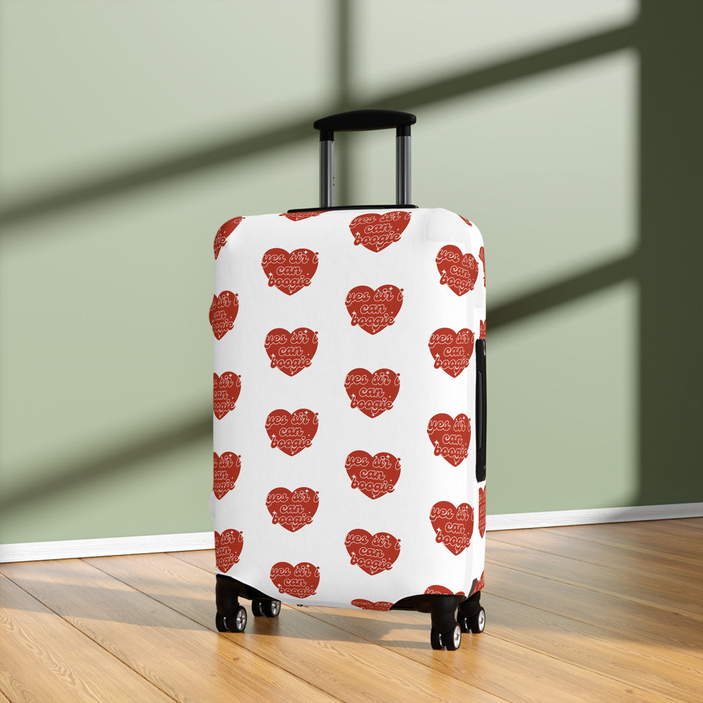Luggage Cover — Red Heart Pattern "Love You More" Travel Protector
