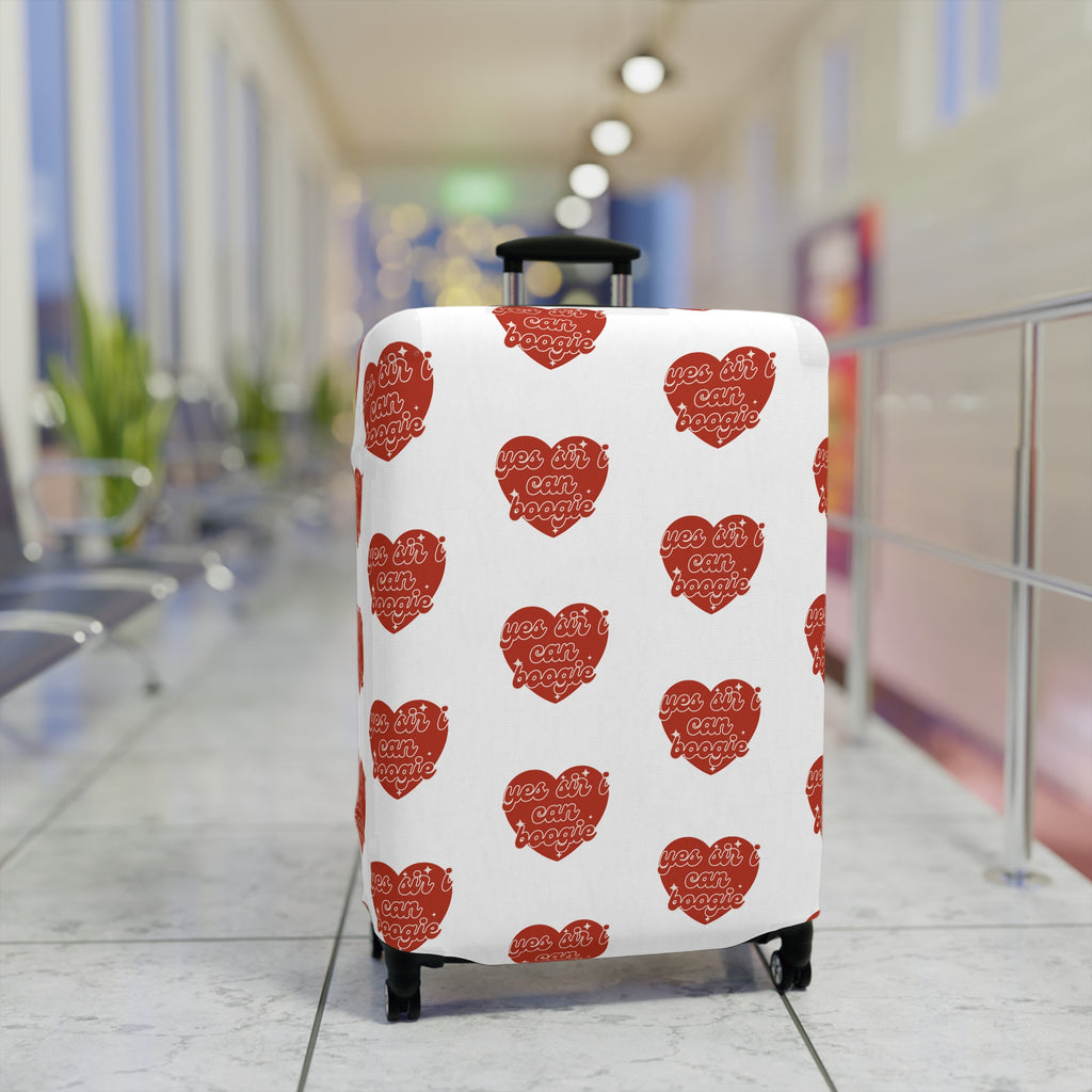 Luggage Cover — Red Heart Pattern "Love You More" Travel Protector