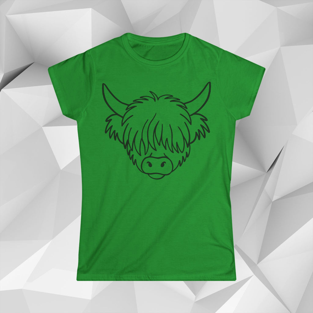 Highland Coo Cartoon Tee — Women's Cute Highland Cow Graphic Shirt