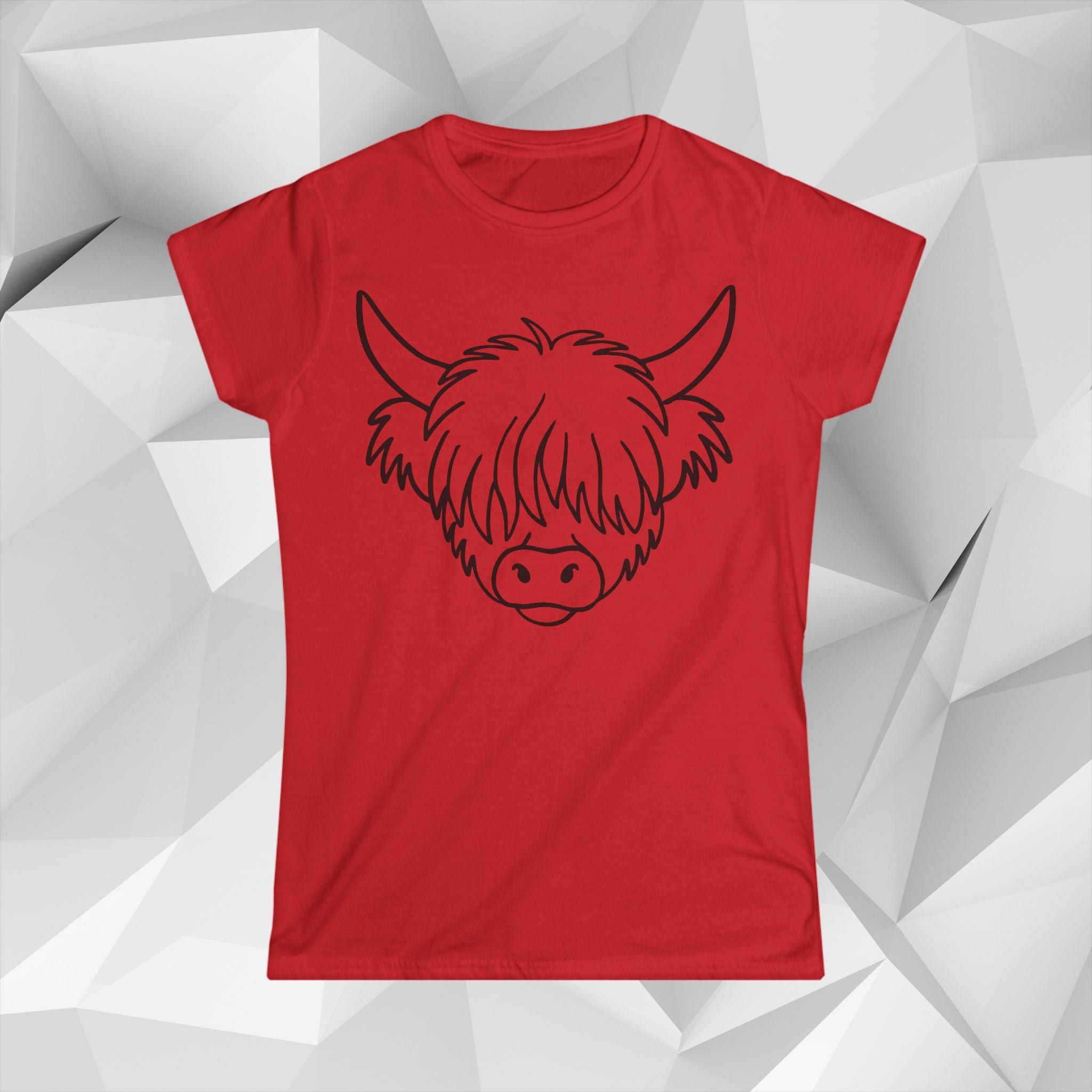 Highland Coo Cartoon Tee — Women's Cute Highland Cow Graphic Shirt