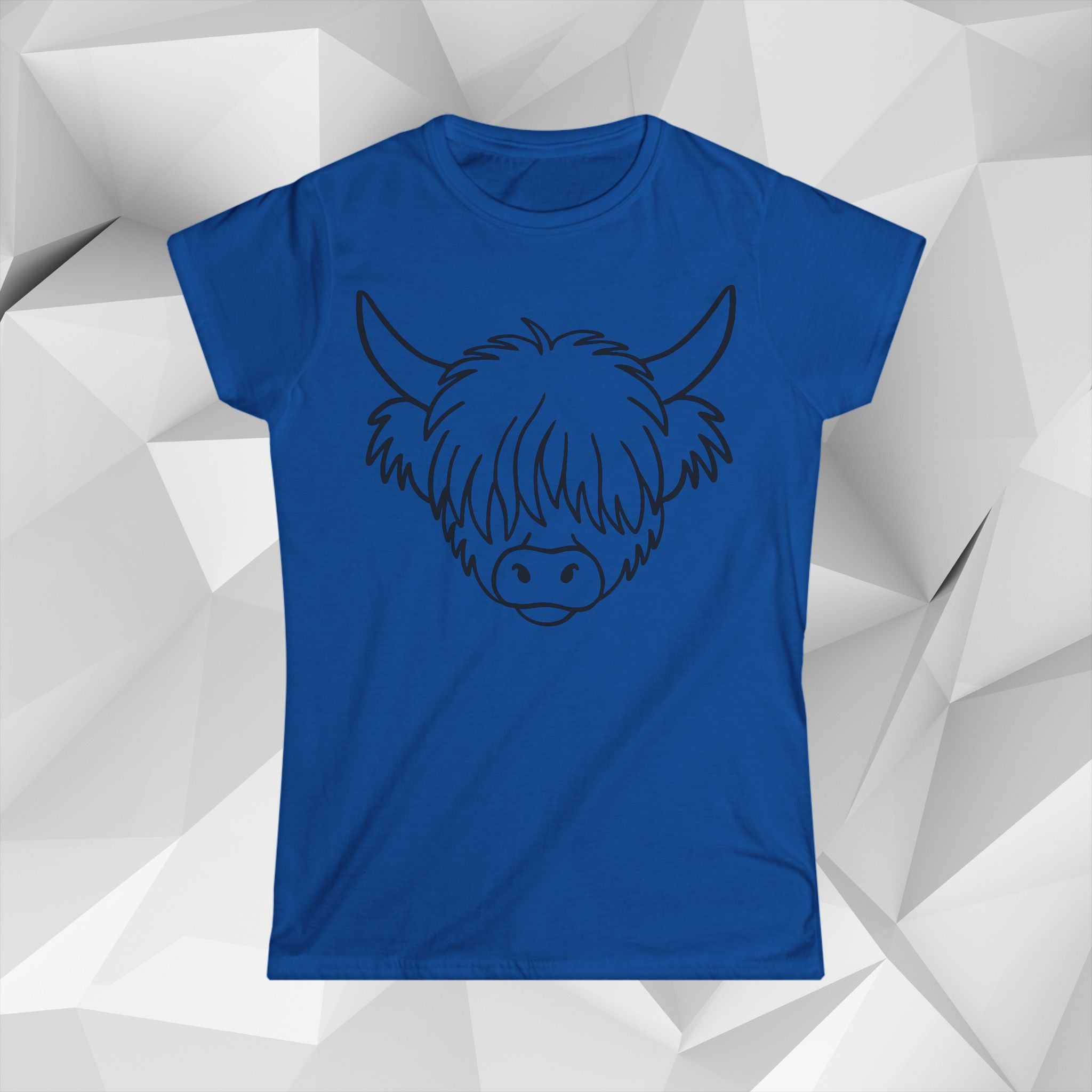 Highland Coo Cartoon Tee — Women's Cute Highland Cow Graphic Shirt