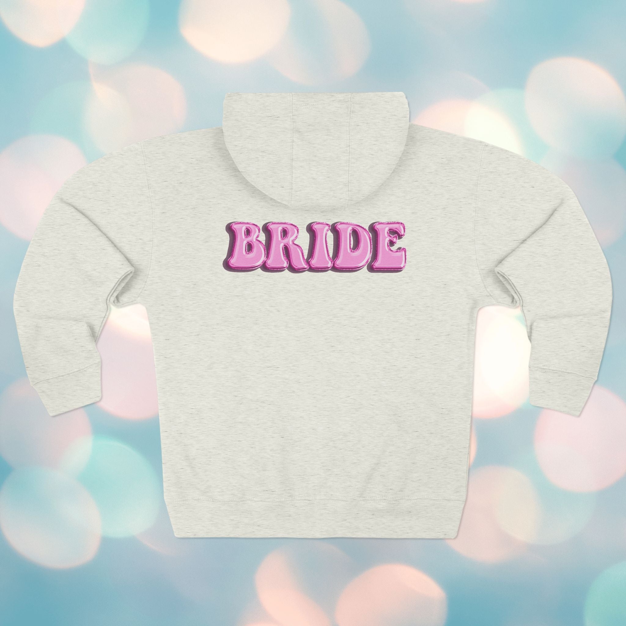 Bride Zip Hoodie — Pink Bubble Letter Bachelorette Hoodie