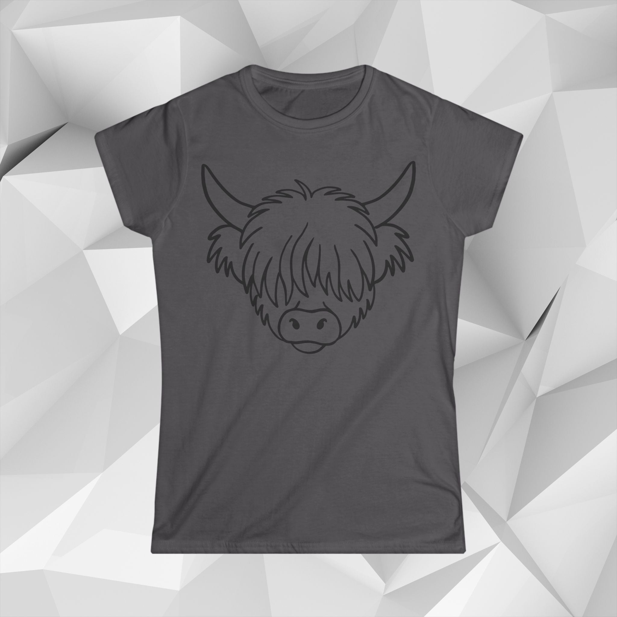 Highland Coo Cartoon Tee — Women's Cute Highland Cow Graphic Shirt