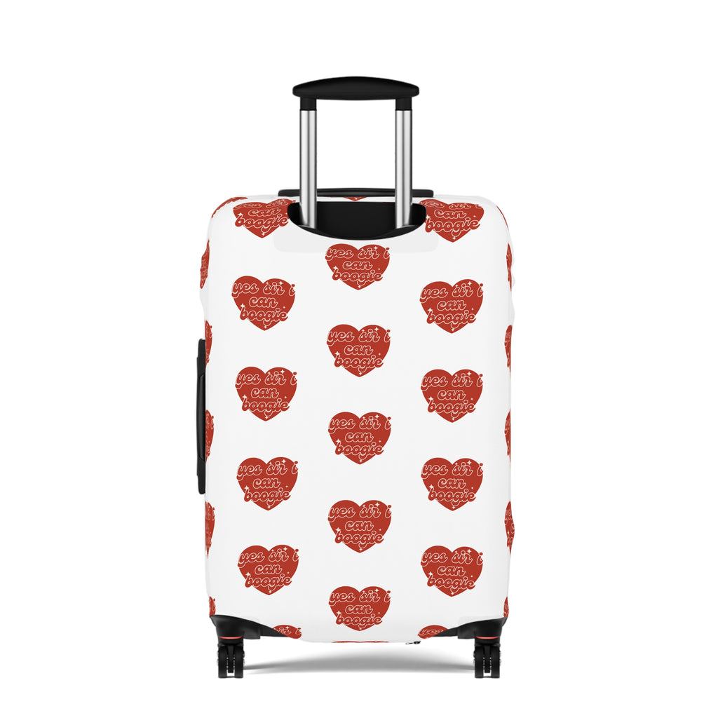 Luggage Cover — Red Heart Pattern "Love You More" Travel Protector