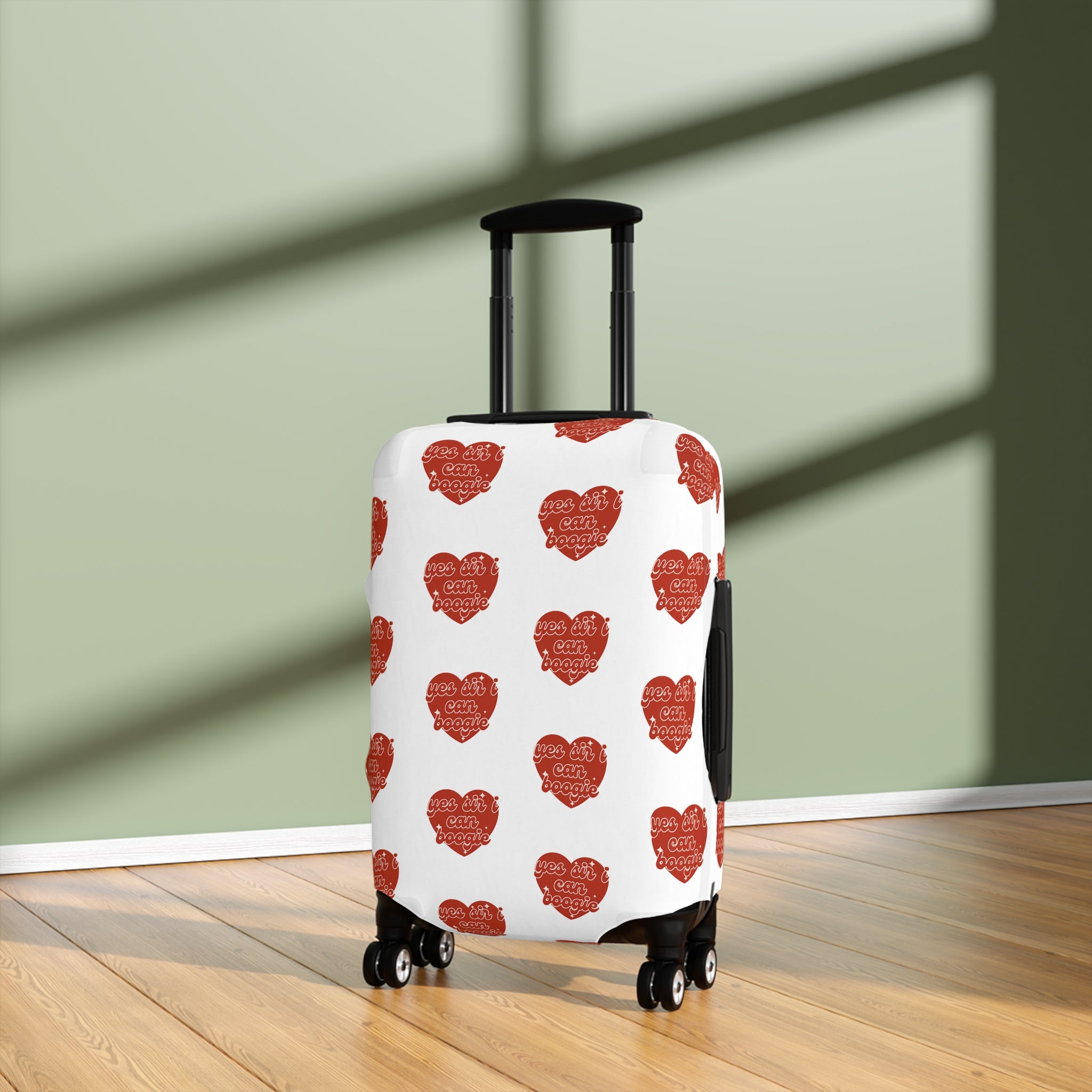 Luggage Cover — Red Heart Pattern "Love You More" Travel Protector
