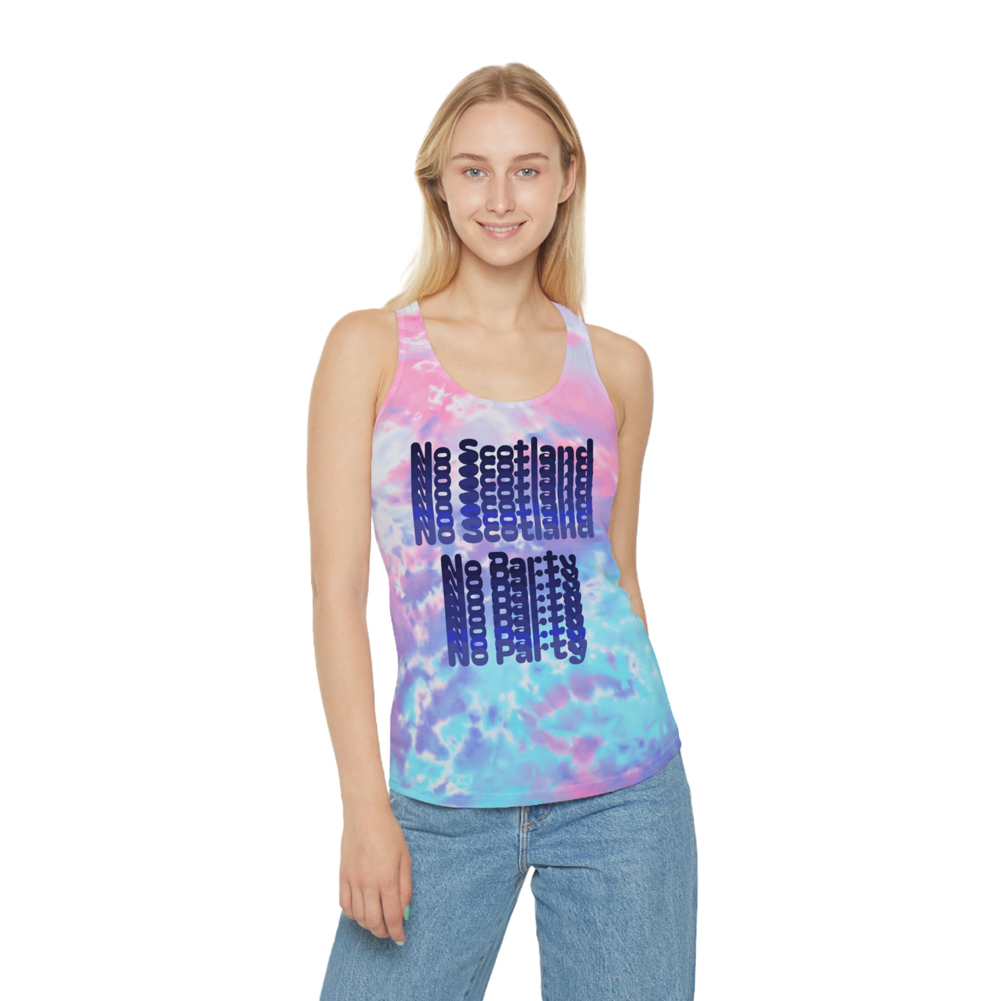 No Scotland No Party tank top | blue tie dye racerback