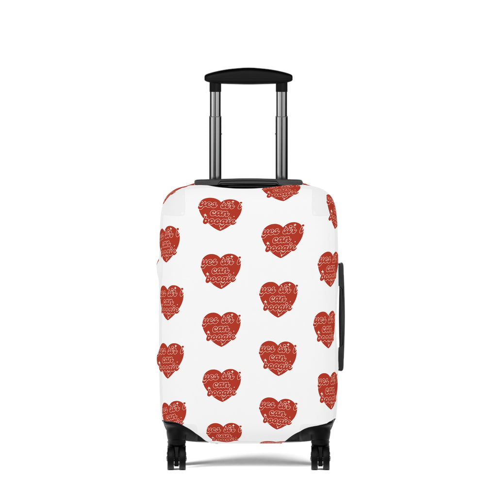 Luggage Cover — Red Heart Pattern "Love You More" Travel Protector