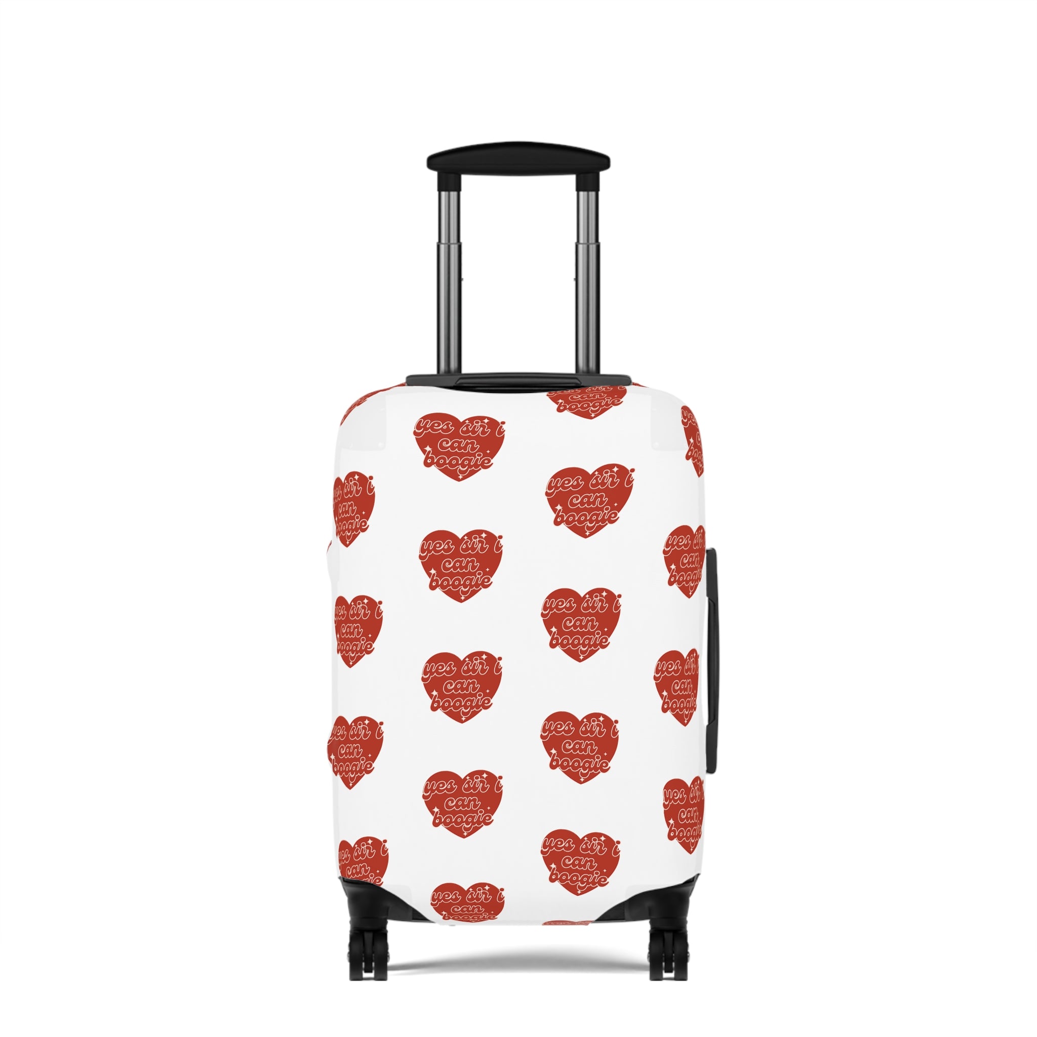 Luggage Cover — Red Heart Pattern "Love You More" Travel Protector