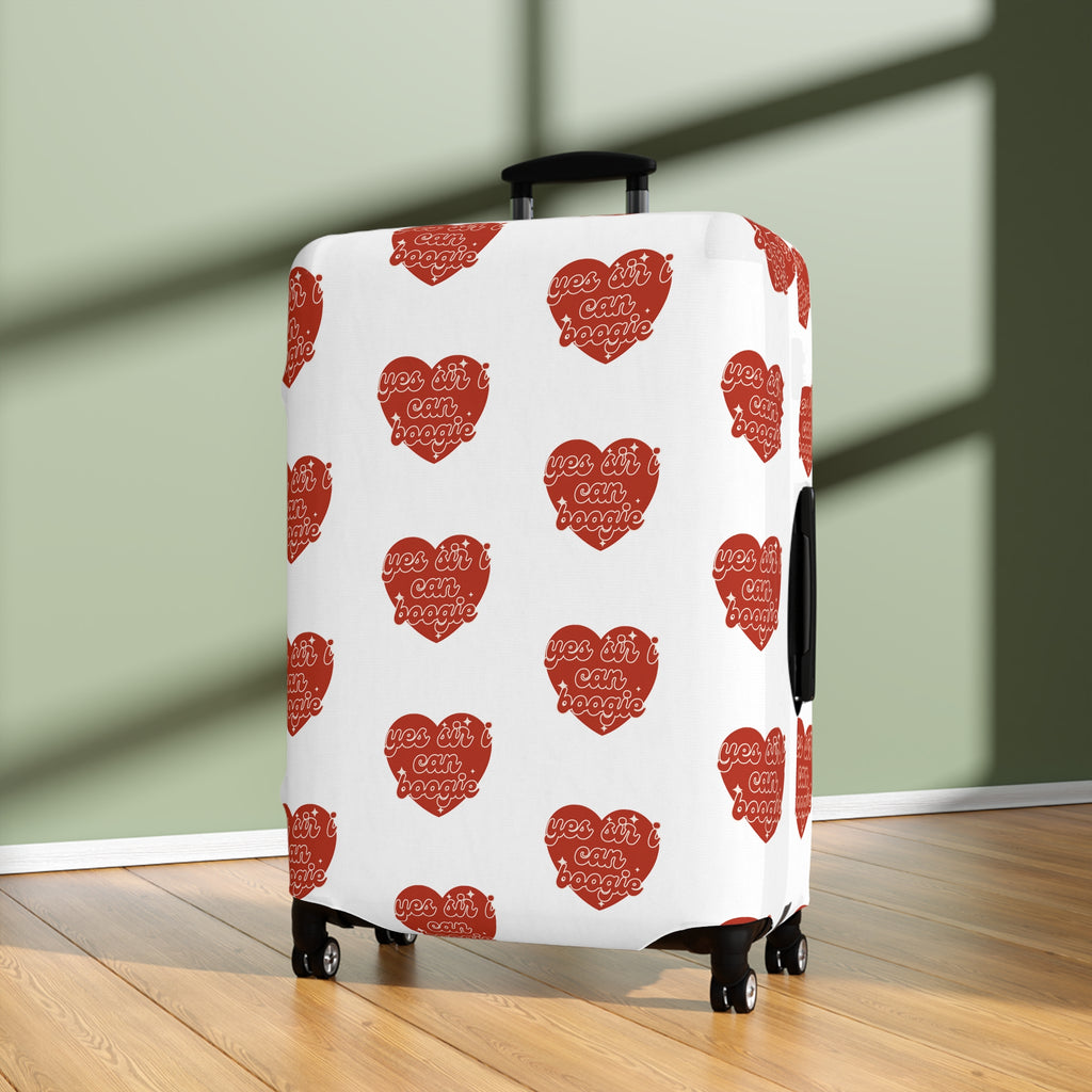 Luggage Cover — Red Heart Pattern "Love You More" Travel Protector