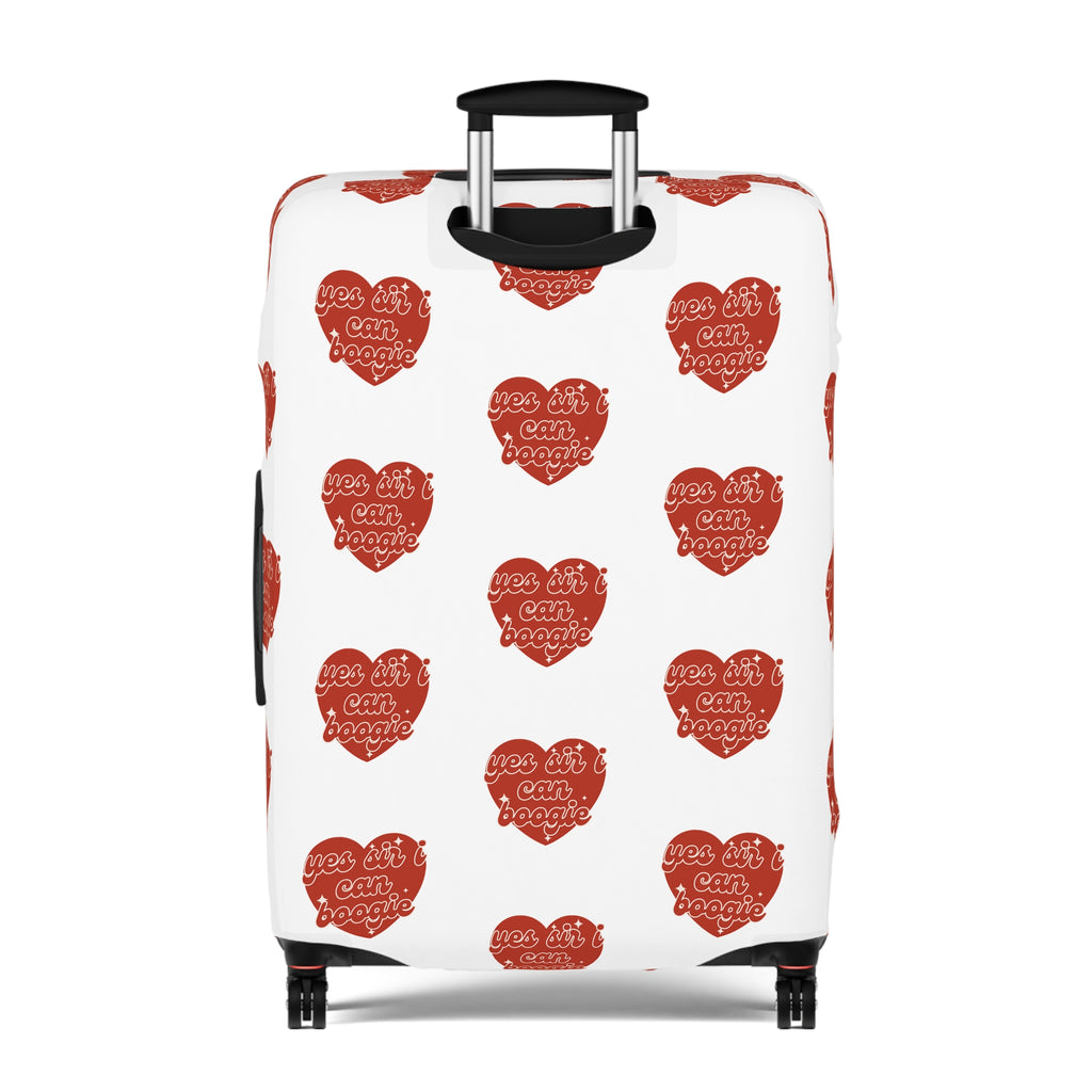 Luggage Cover — Red Heart Pattern "Love You More" Travel Protector