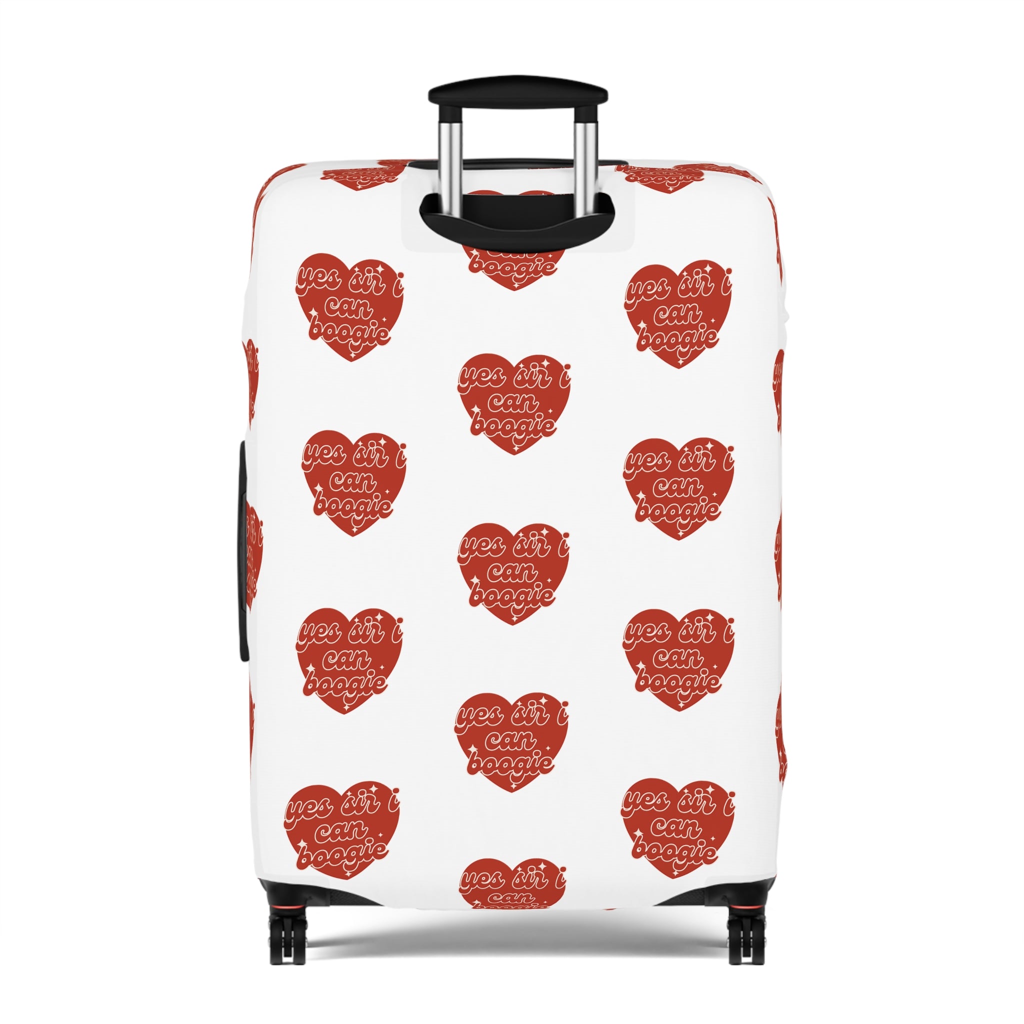 Luggage Cover — Red Heart Pattern "Love You More" Travel Protector