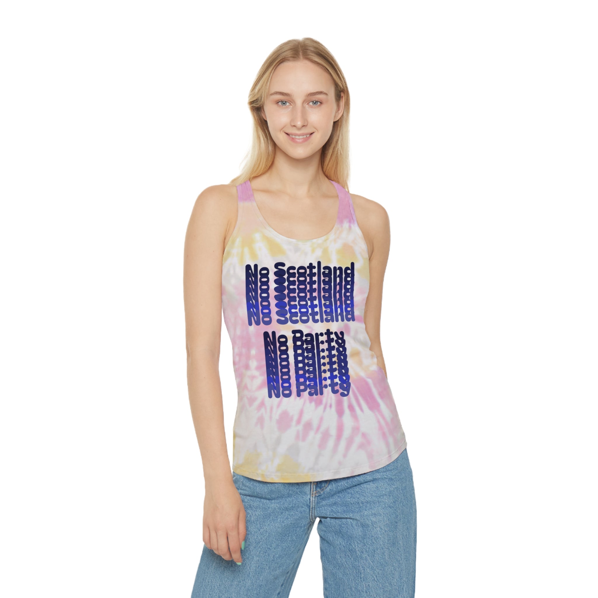 No Scotland No Party tank top | blue tie dye racerback