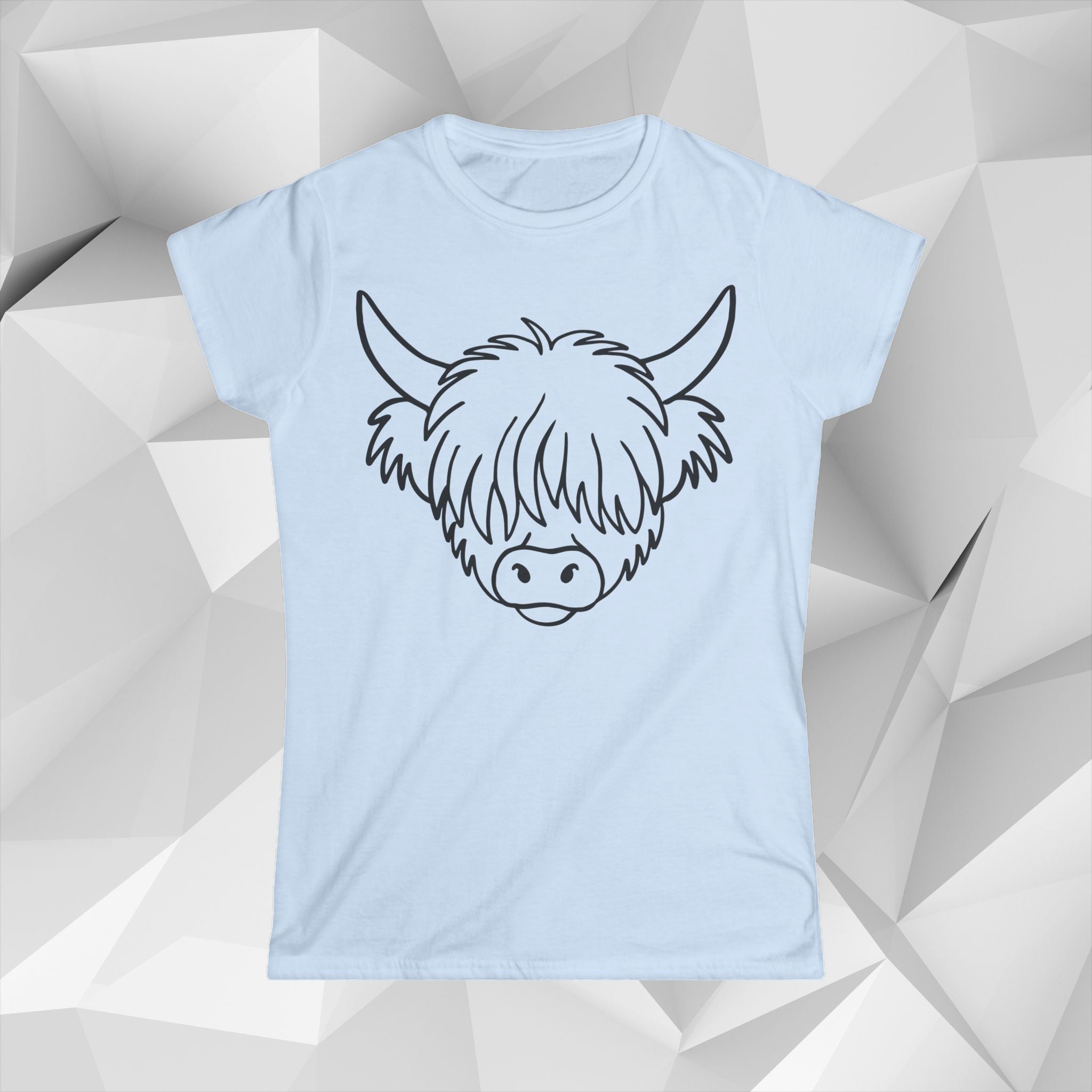Highland Coo Cartoon Tee — Women's Cute Highland Cow Graphic Shirt