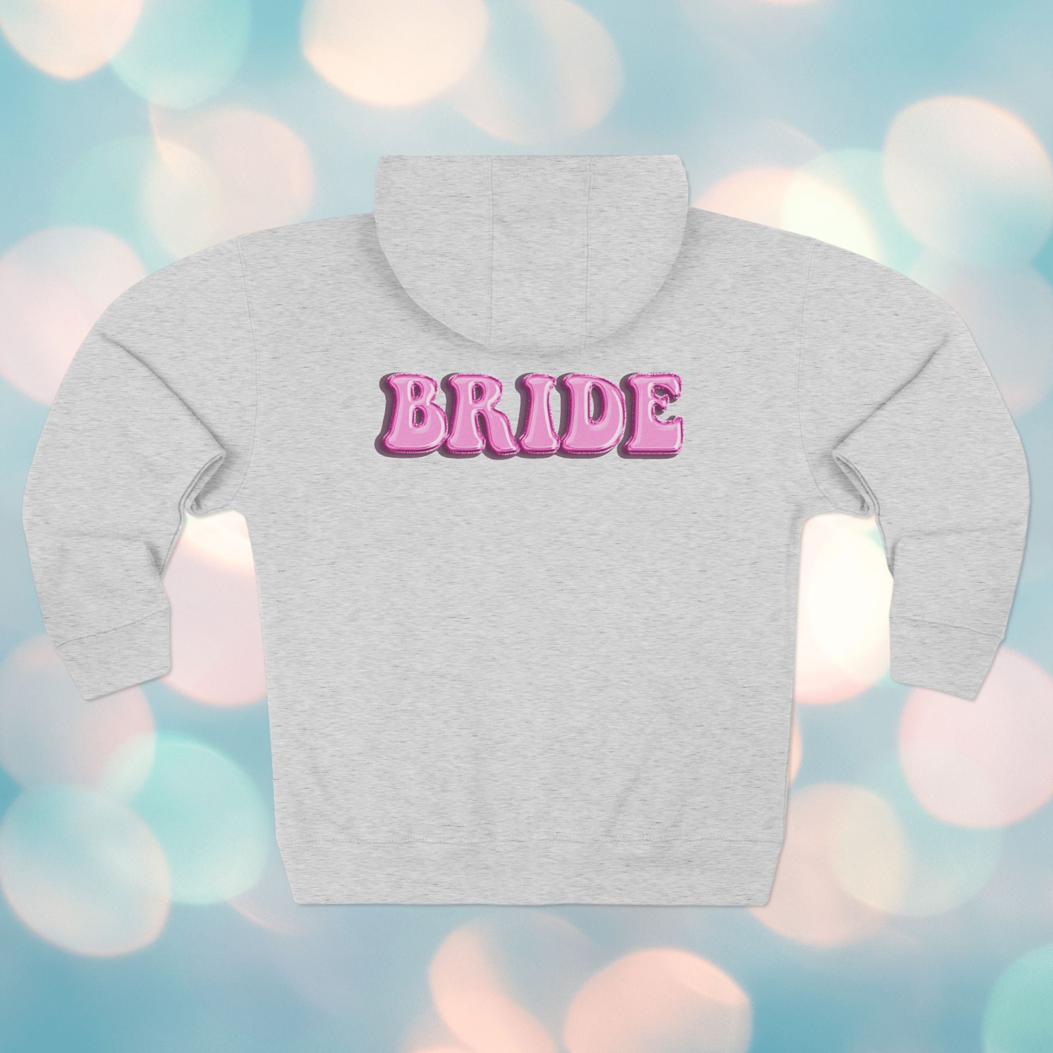 Bride Zip Hoodie — Pink Bubble Letter Bachelorette Hoodie
