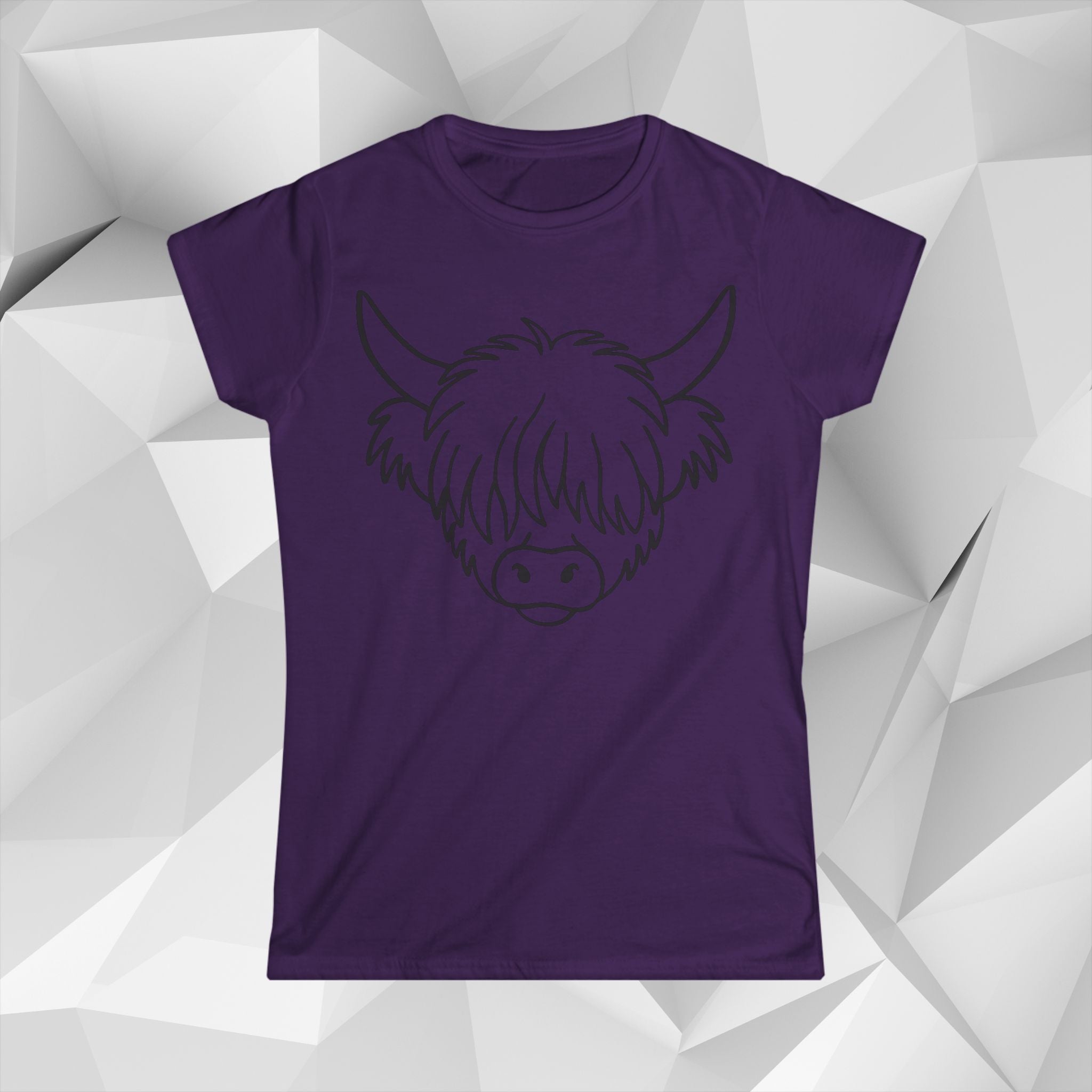 Highland Coo Cartoon Tee — Women's Cute Highland Cow Graphic Shirt