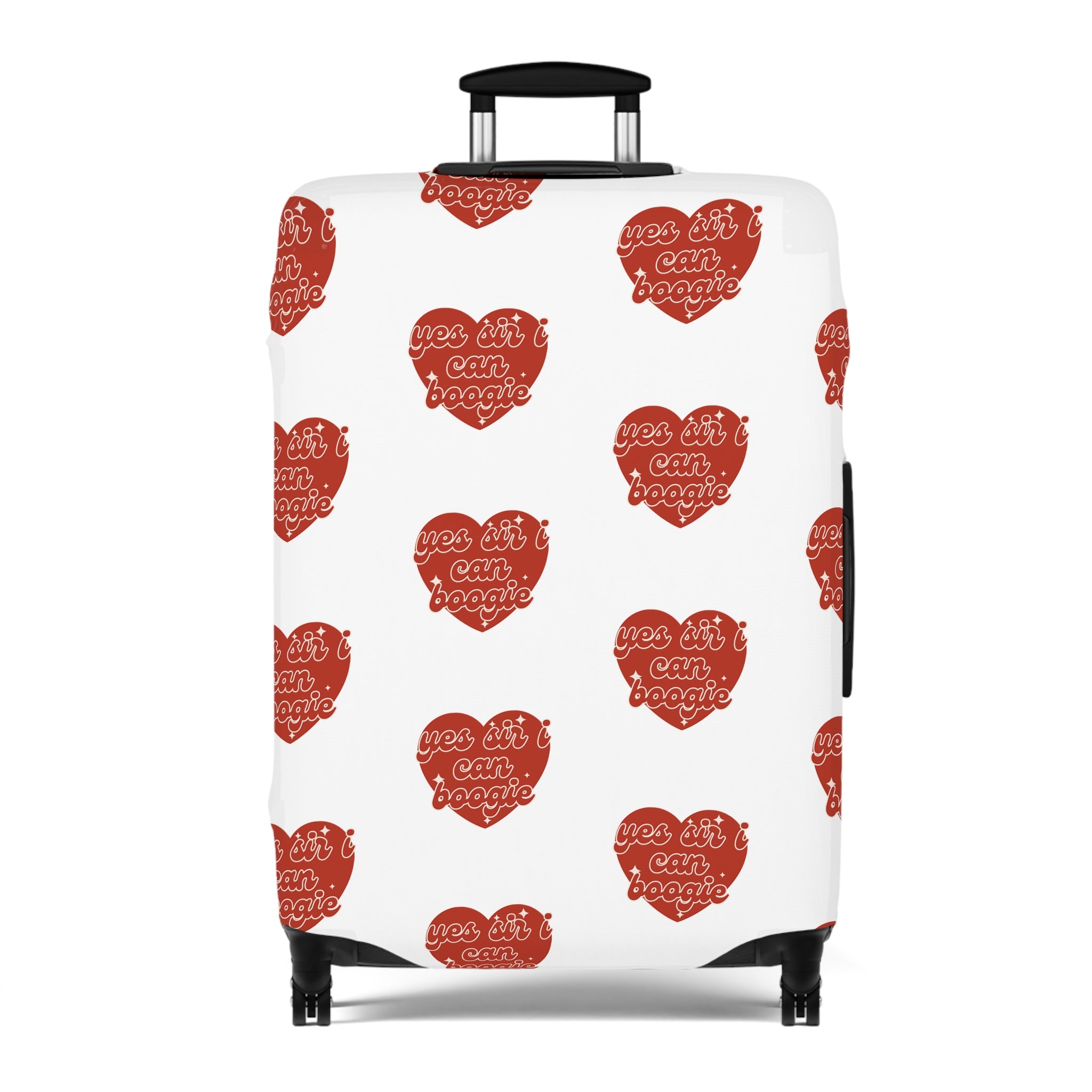 Luggage Cover — Red Heart Pattern "Love You More" Travel Protector