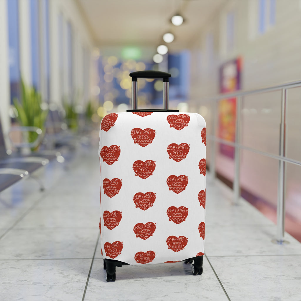 Luggage Cover — Red Heart Pattern "Love You More" Travel Protector