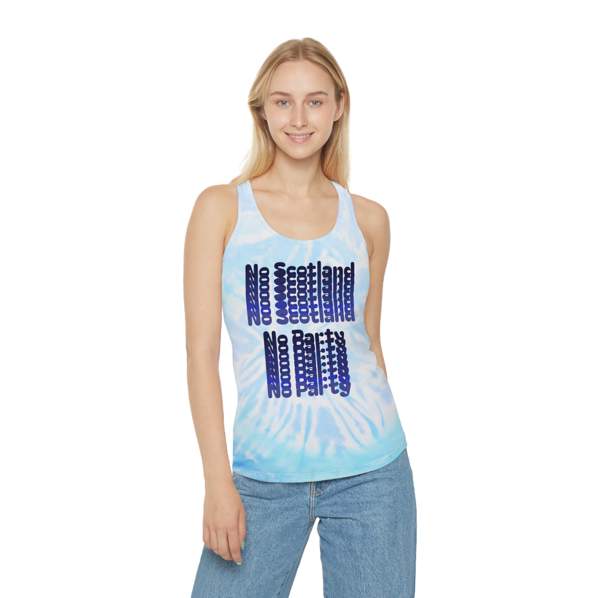 No Scotland No Party tank top | blue tie dye racerback