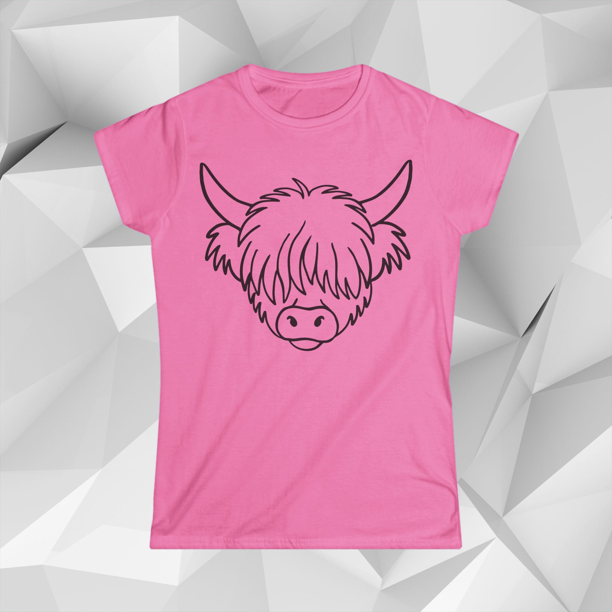 Highland Coo Cartoon Tee — Women's Cute Highland Cow Graphic Shirt
